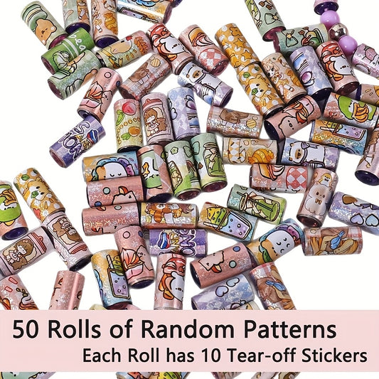 50pcs Resin Sticker Beads for DIY Bracelets Colorful Tear Off Ideal for Crafts