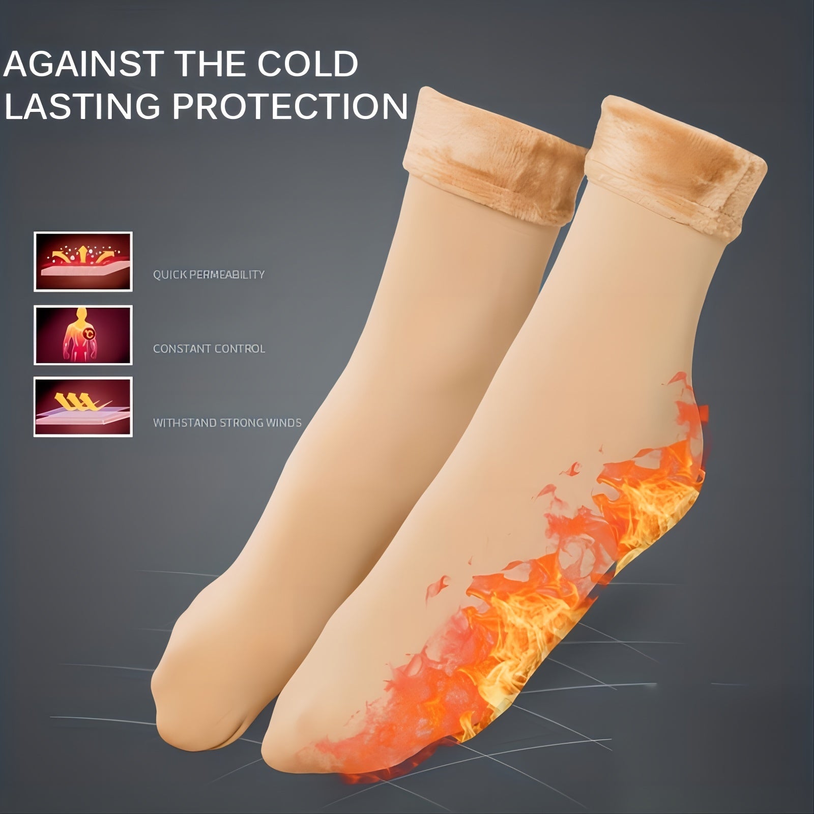 4 Pairs Winter Warm Cashmere Socks Thermal Fleece Lined Thickened Socks