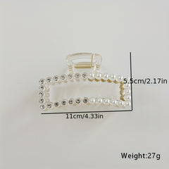 Rhinestone Faux Pearl Hair Claw for Women