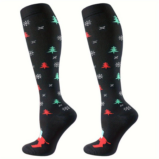 Compression Socks Women Men Circulation Support Christmas Knee High Stockings