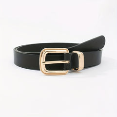 Golden Square Buckle Thin Belt PU Leather Casual Belt Girdle