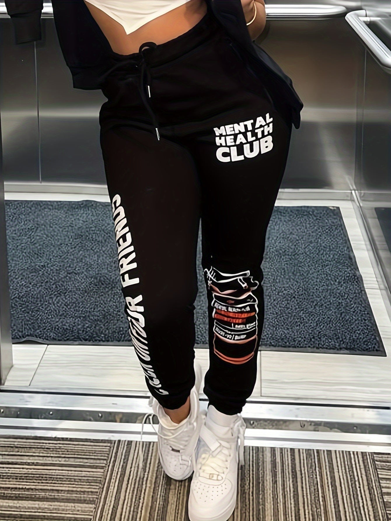 Women's Plus Slogan Print Sporty Pants
