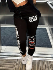Women's Plus Slogan Print Sporty Pants