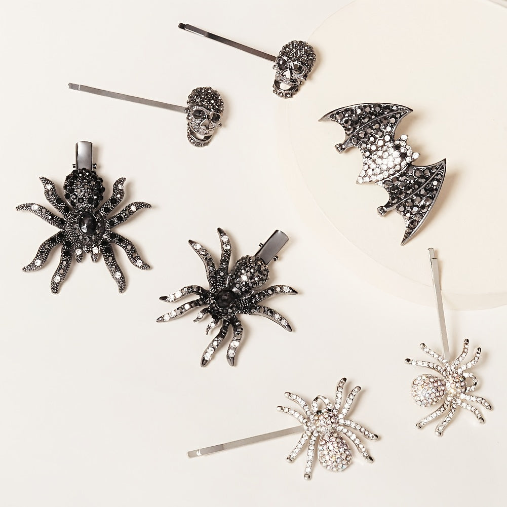 Spider Hair Pin Rhinestone Gothic Punk Crystal Bobby Pin Halloween Accessory
