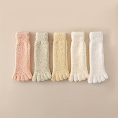 5 Pairs Teenager's Split Toe Tabi Socks Low Cut Five Toe Warm Plush