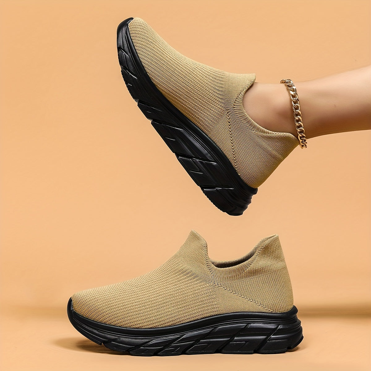 Mesh Breathable Slip-On Running Shoes Soft Comfortable Shock Absorption