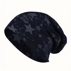 Unisex Double Layer Thin Beanie Hat with Pentagram Pattern