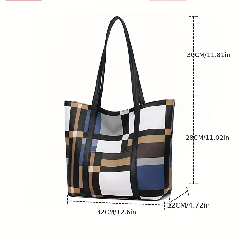 Lattice Large Capacity Tote Bag PU Leather Shoulder Bag