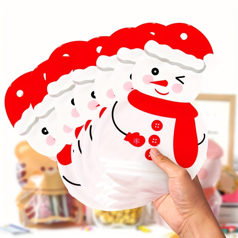 10pcs Christmas Snowman Candy Ziplock Bags - Party Decoration Packaging