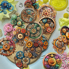 50pcs Steampunk Gears Stickers Colorful Metallic Self Adhesive Decals