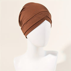 Double Layer Turban Cap Elastic Solid Head Wrap Casual Bonnet Head Scarf