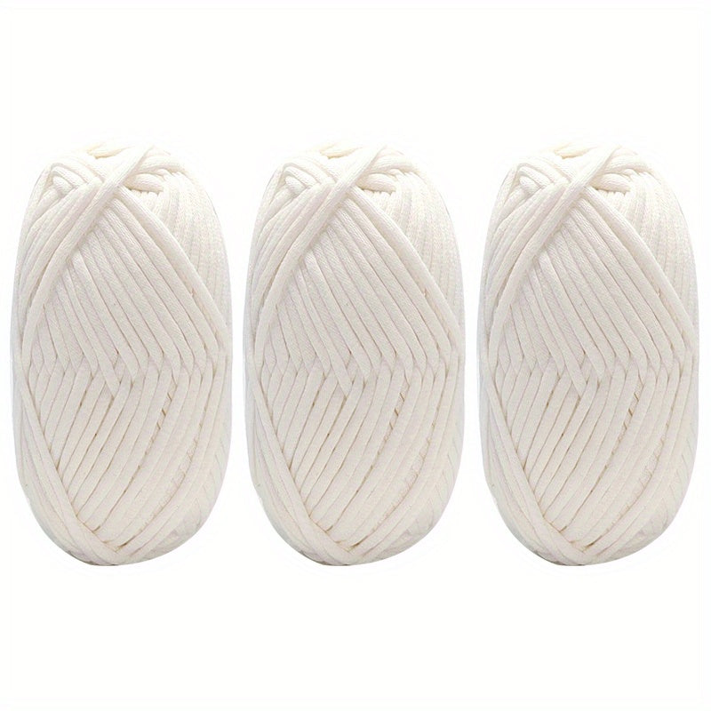 3pcs Solid Colored Yarn for Knitting & Crocheting, Cotton Nylon Blended