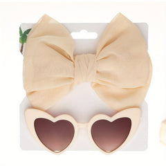 Kids Heart Glasses & Tissue Bow Hairband Set