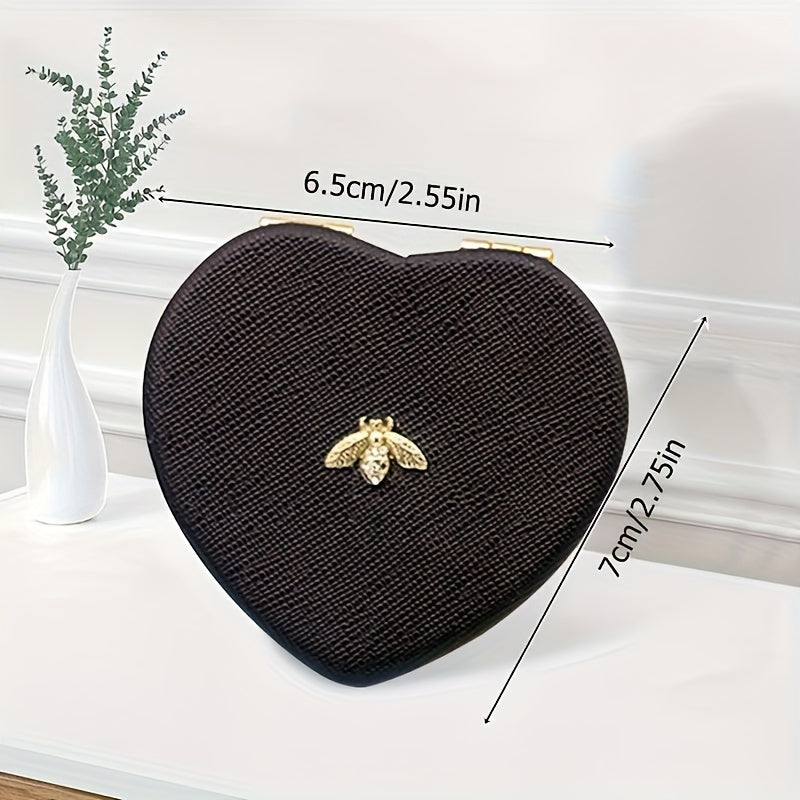 Heart Shaped Makeup Mirror Double Side Folding Pocket Mirror for Purse