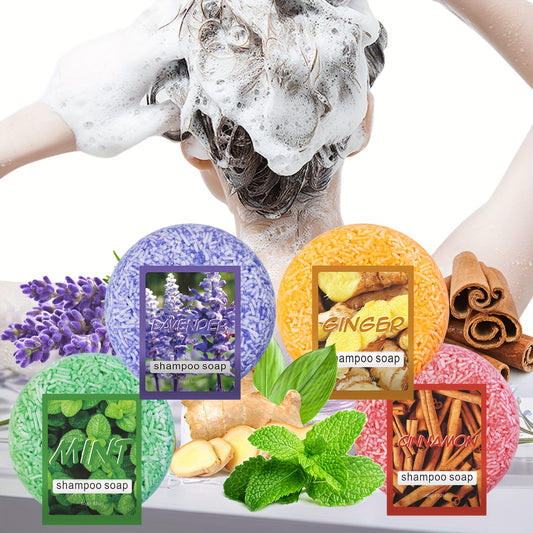 Herbal Shampoo Bar Set Ginger Lavender Mint Cinnamon Unisex Moisturizing Hair