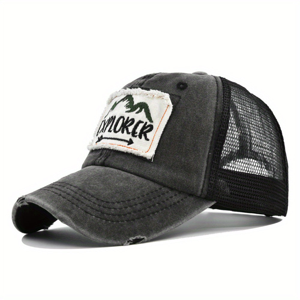 EXPLORER Embroidered Washed Baseball Cap Vintage Distressed Trucker Hat