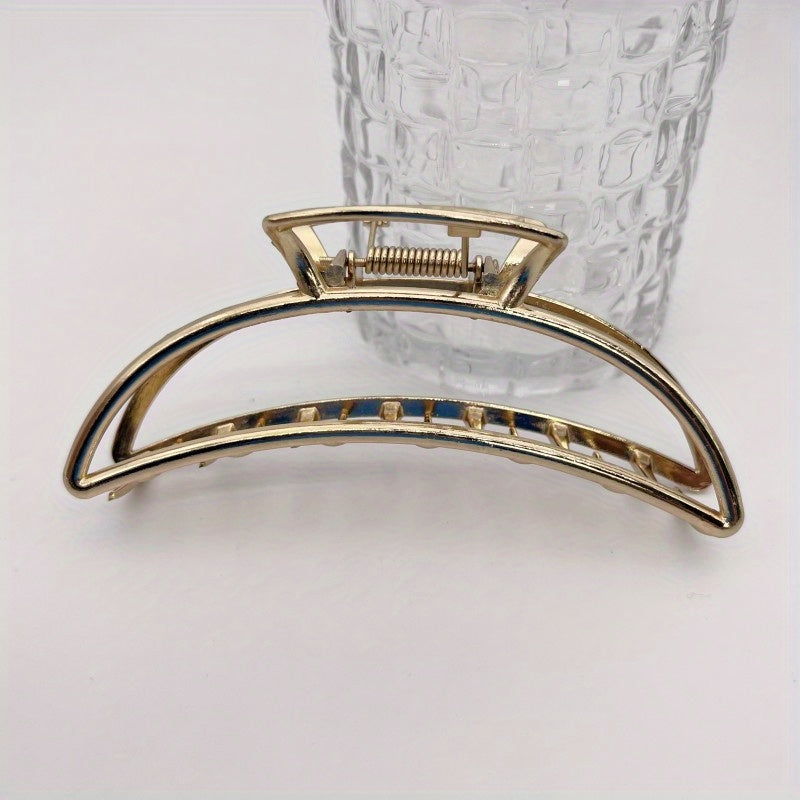 Alloy Large Hair Claw Metal Texture Hollowed Rectangular Hair Claw