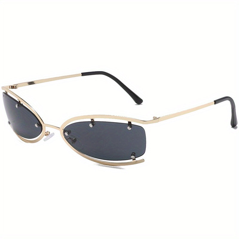 Metal Rimless Sunglasses Men's Punk Sunglasses Sunglasses With Glasses Case