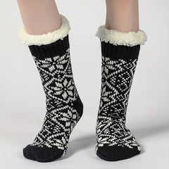 Geometric Pattern Fuzzy Socks for Christmas