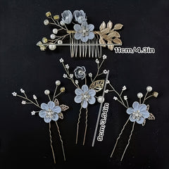 4 Pack Romantic Floral Hair Accessories Bridal Wedding Comb Set