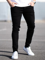 Men's Solid Cotton Denim Pencil Pants