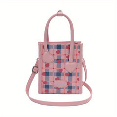 Mini Heart Pattern Crossbody Bag PU Leather Textured Purse