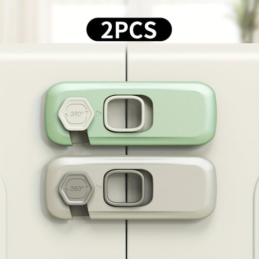 2pcs Child Safety Locks, No Drilling, Kitchen Drawer & Cabinet