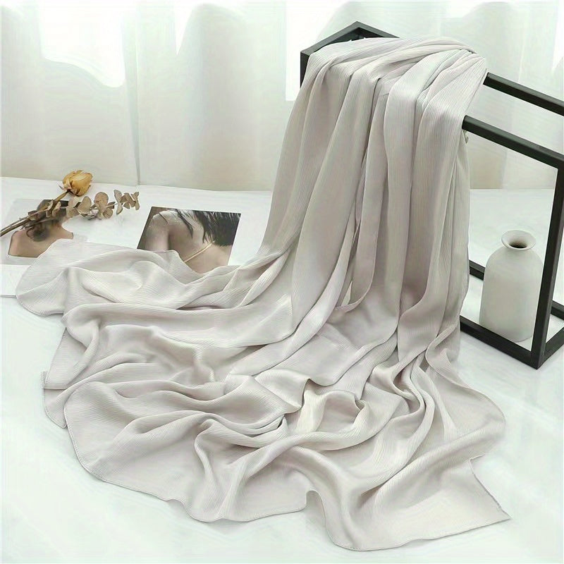 Silk Yarn Scarf Solid Chiffon Hijab Soft Breathable Headscarf