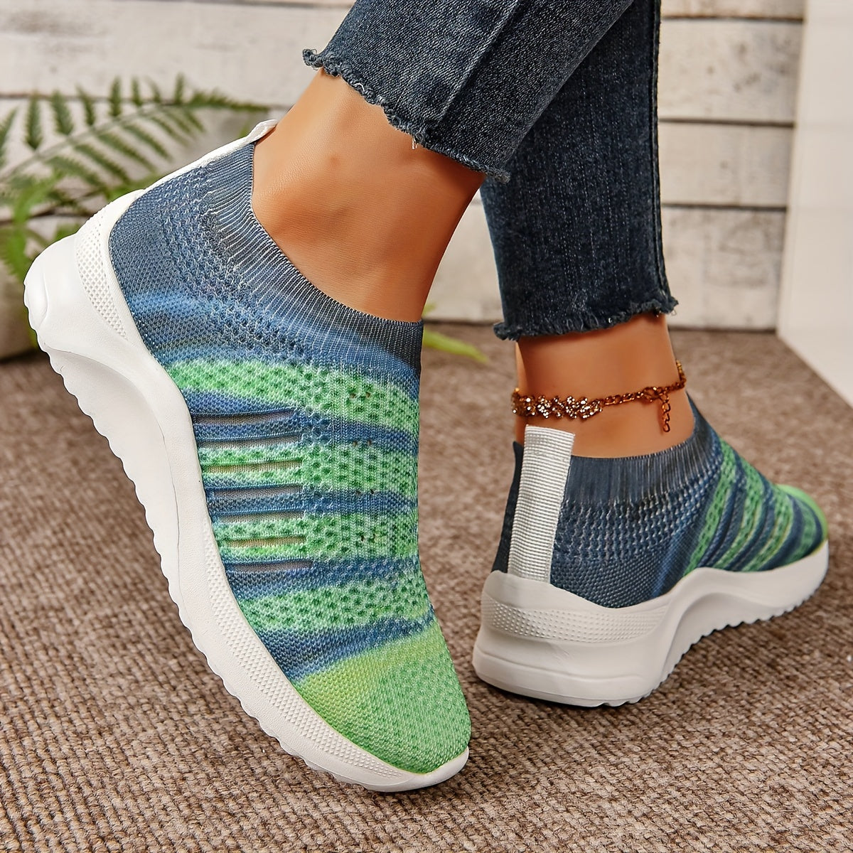 Women's Ombre Slip-On Walking Shoes Breathable Casual Sneakers