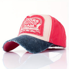 Distressed Printed Patch Baseball Cap Washed Cotton Sun Hat