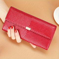 Women's Leather Wallet Large Capacity Clutch Snap Closure Multifunct
