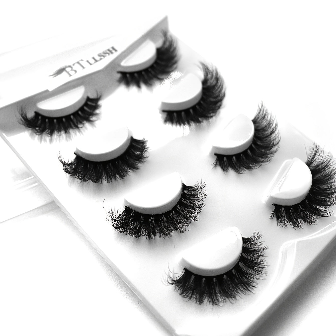 4 Pairs Fluffy Wispy False Eyelashes Daily Cat Cross Style