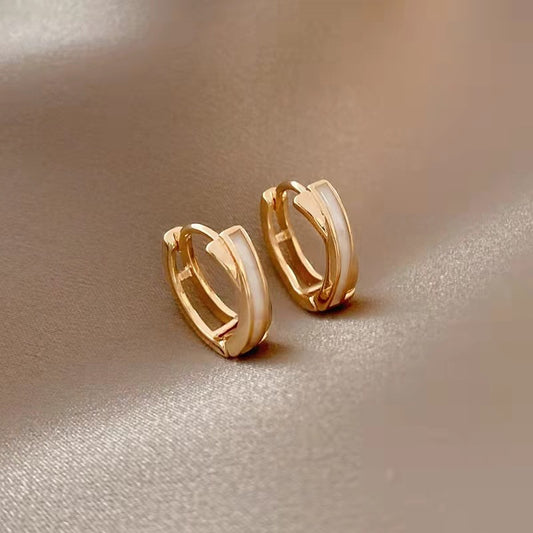 18K Plated Small Hoop Huggie Earrings Ear Buckle Daily Casual