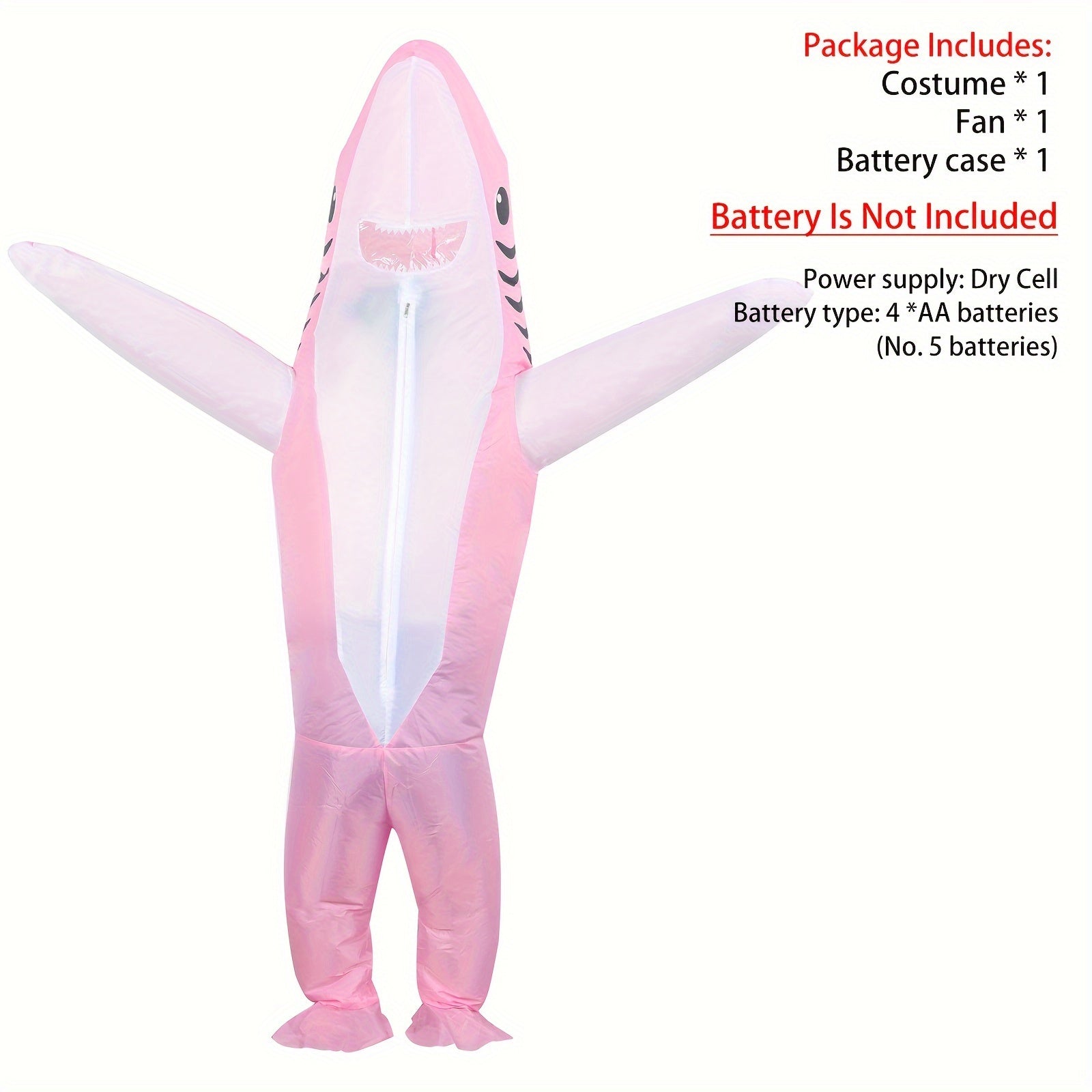 Adult Inflatable Shark Costume Pink One Size