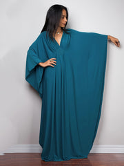 Boho Cover Up Plus Size Solid V Neck Maxi Kaftan Dress