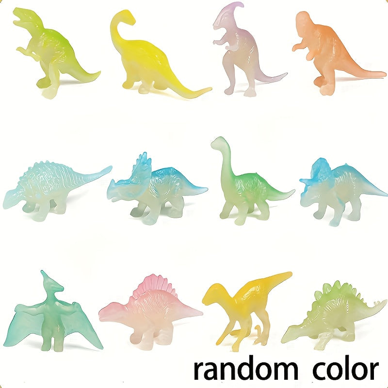 12pcs Glow in the Dark Mini Dinosaur Figures Set