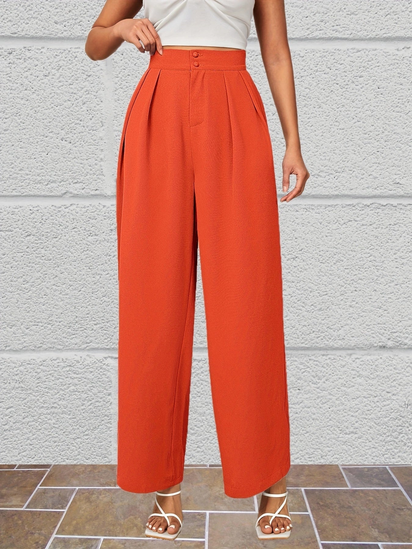 Wide Leg Button Front Pants for Women