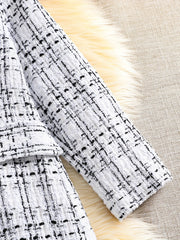 Girls' Lapel Tweed Jacket Double Breasted Sweet Overcoat Jackets