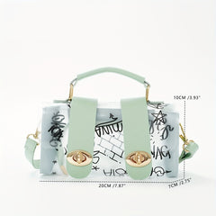 Graffiti Pattern Crossbody Bag Transparent Jelly Shoulder Bag