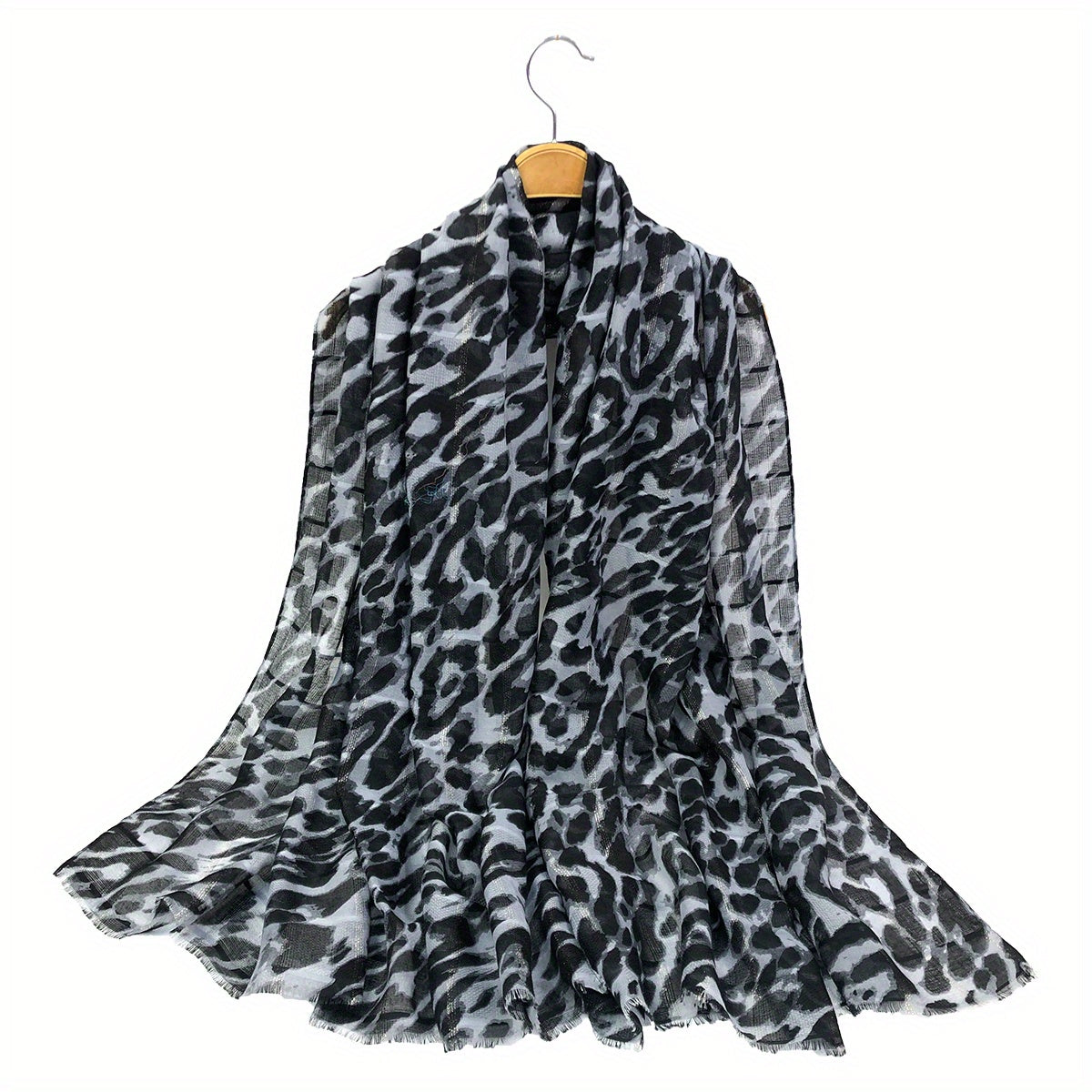 Leopard Print Scarf Vintage Casual Shawl Women Windproof Headwrap