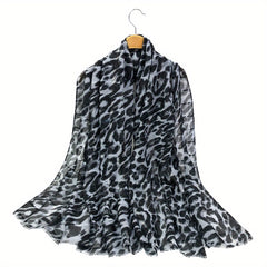Leopard Print Scarf Vintage Casual Shawl Women Windproof Headwrap