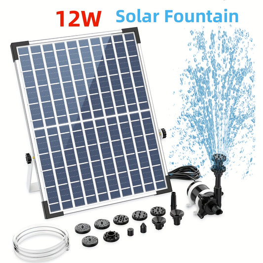 12W Solar Fountain Pump With 18 Nozzles DIY Solar Water Pump for Water Feature