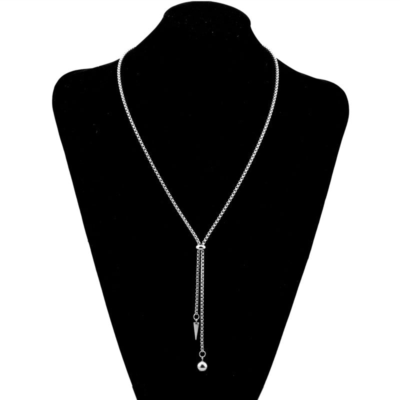 Stainless Steel Rivet Ball Pendant Necklace