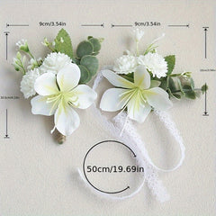 2pcs Lilac & Lily Floral Wrist Corsages Purple