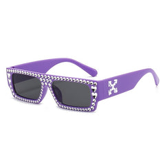 Thick Frame Rhinestone Crystal Sunglasses Vintage Oversized Square Glasses