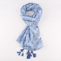 Light Voile Scarf Leaf Print Breathable Beach Towel Sunscreen Long Shawl