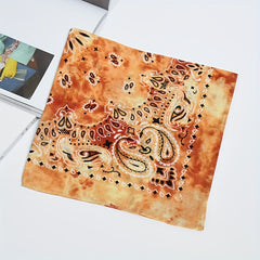 12pcs Tie Dye Double Cashew Flower Square Towel Multifunctional Headscarf