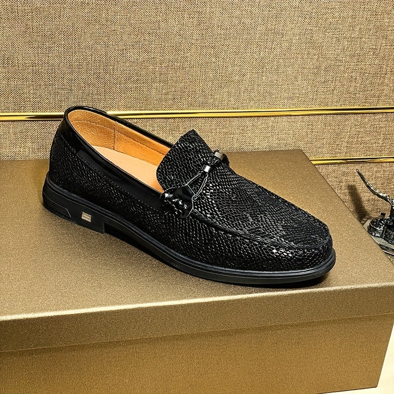 Men's Lightweight Snakeskin Bit Loafer Shoes Slip On Casual Sneakers