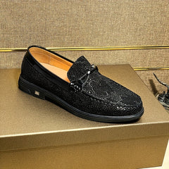 Men's Lightweight Snakeskin Bit Loafer Shoes Slip On Casual Sneakers