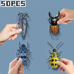 50pcs Insect Themed Transparent Stickers for Party & Home Decor